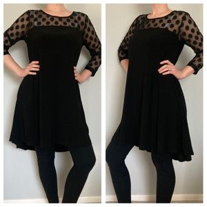 Nina Leonard Mesh Sleeve Dress